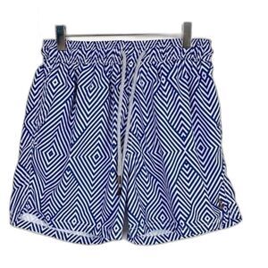 Retromarine‎ New York Boys Size Medium Geometric Blue Boys Swim Trunks with Mesh